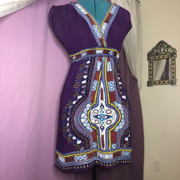 Purple Linen Summer Dress - Picture 5 of 7